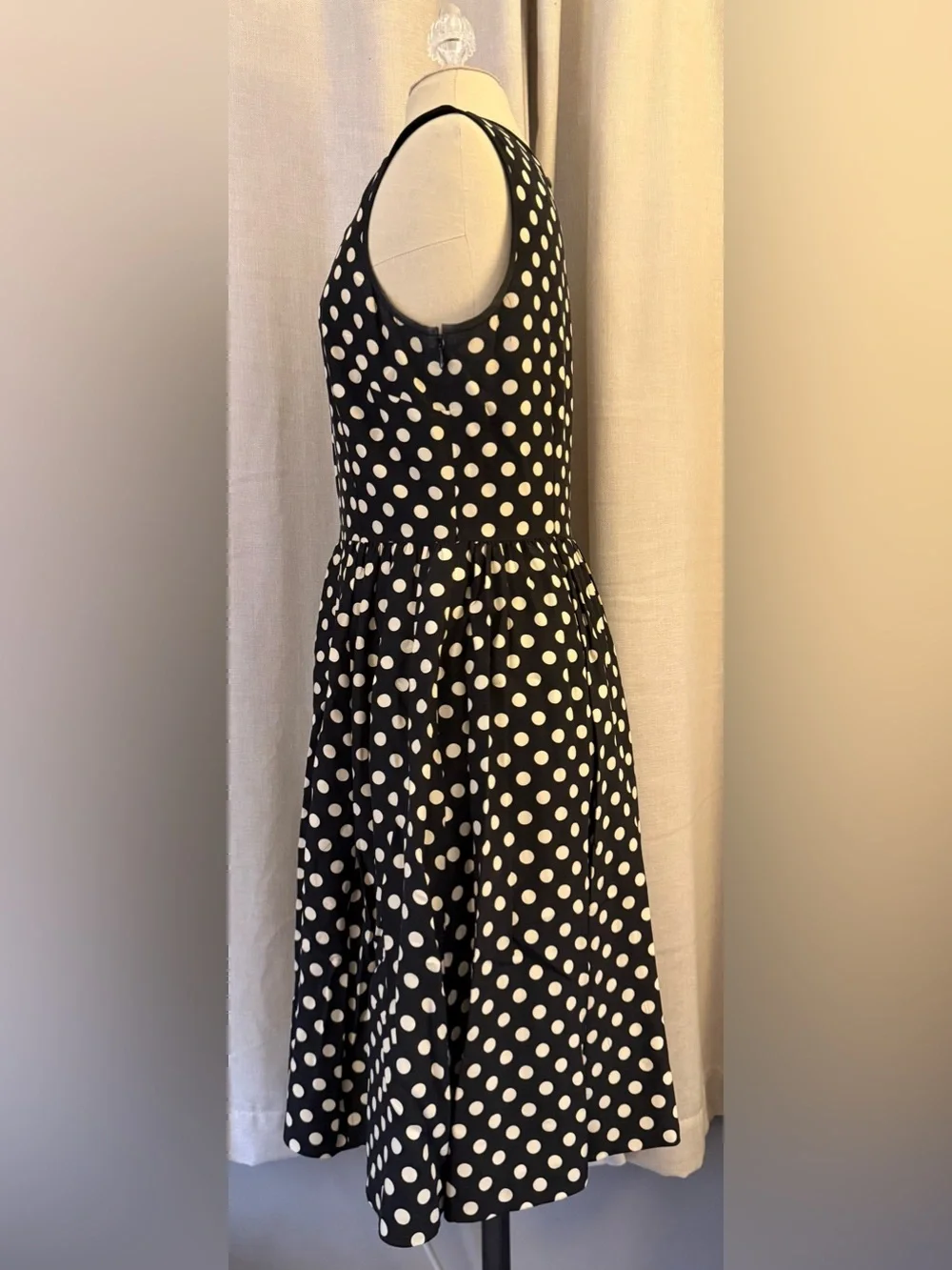 kate spade Black and White Polka Dot Sleeveless Fit-and-Flare Dress
